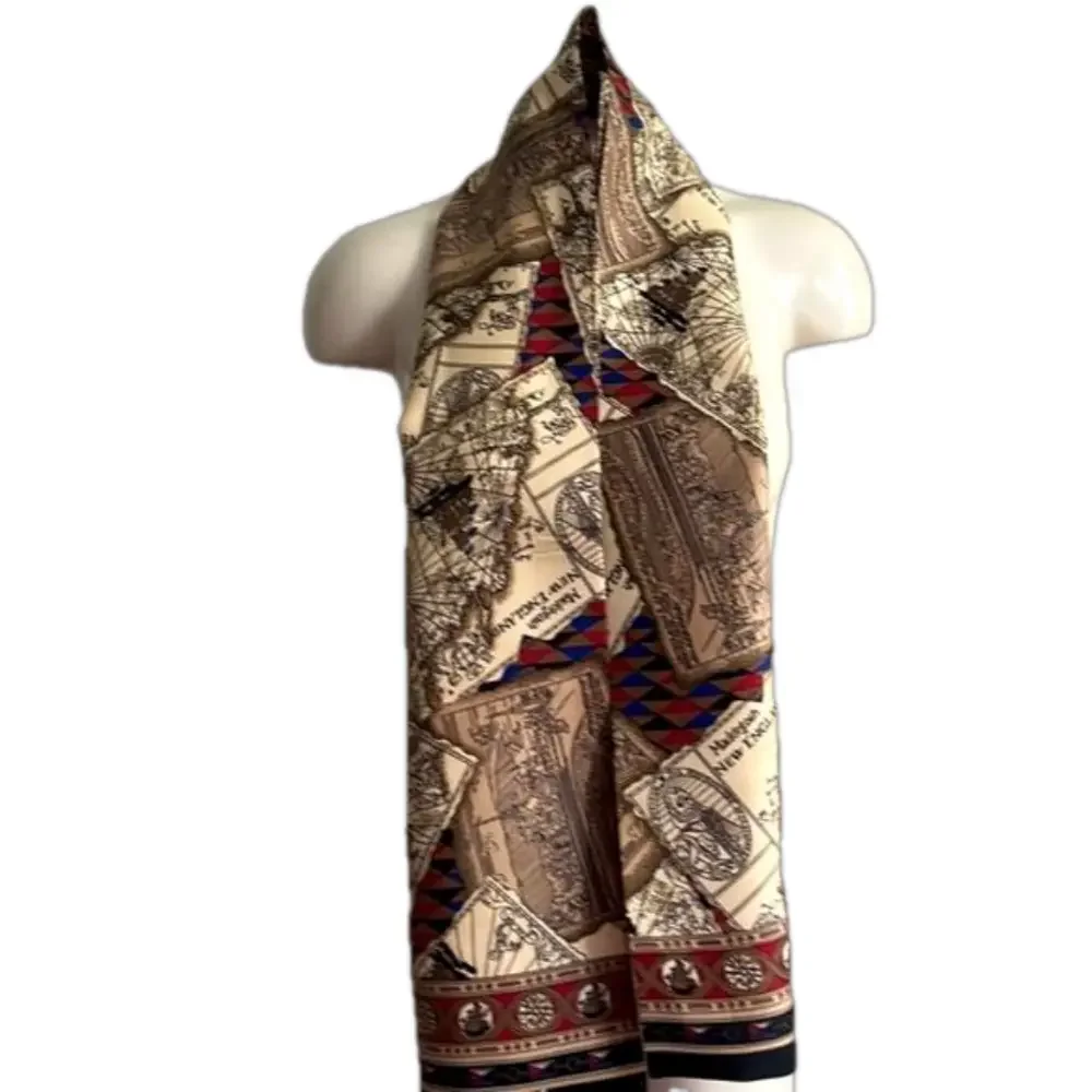 MACKINTOSH New England World Map Recrangle Scarf 58.5” L X 8”W NWOT